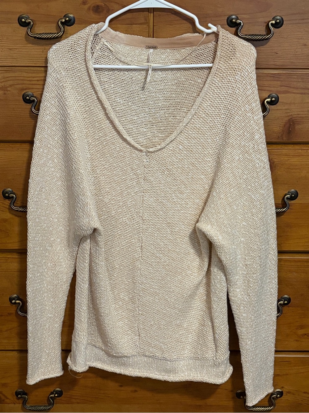 Light Beige V-Neck Women's Sweater